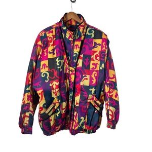 SKEA PARIS/VAIL  Luxury Winter Wear Vintage Colorful Winter Bomber Jacket Size12